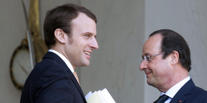 Emmanuel Macron avec François Hollande à l'Elysée, le 26 mars.
