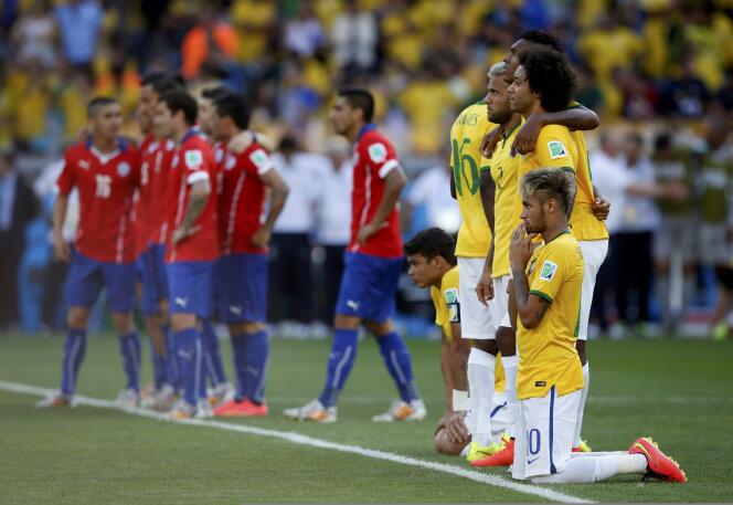Brésil et Chili lors de la séance de tirs au but, le 28 juin à Belo Horizonte.
