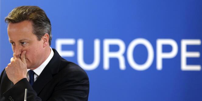David Cameron lors de sa conférence de presse après la nomination de Jean-Claude Juncker comme président de la Commission européenne, le 27 juin.