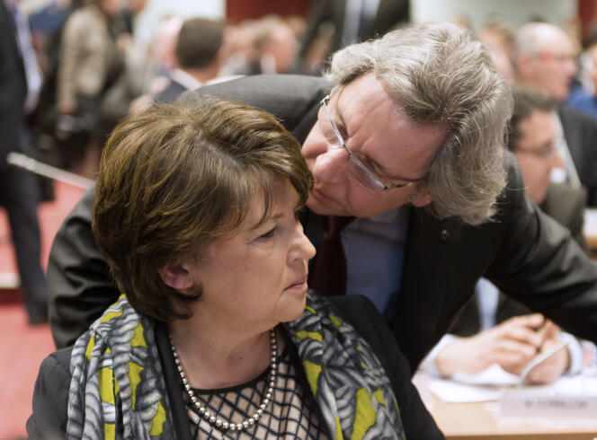 La maire de Lille Martine Aubry et Gilles Pargneaux, premier secrétaire fédéral du PS du Nord, le 18 avril à Lille.