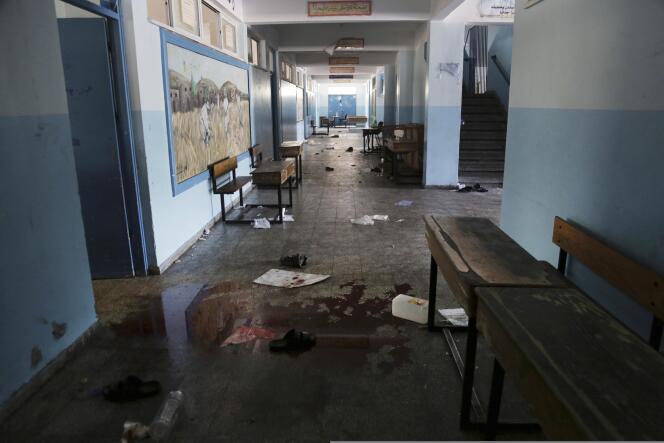 L'école de l'ONU visée par les tirs israéliens, le 24 juillet.