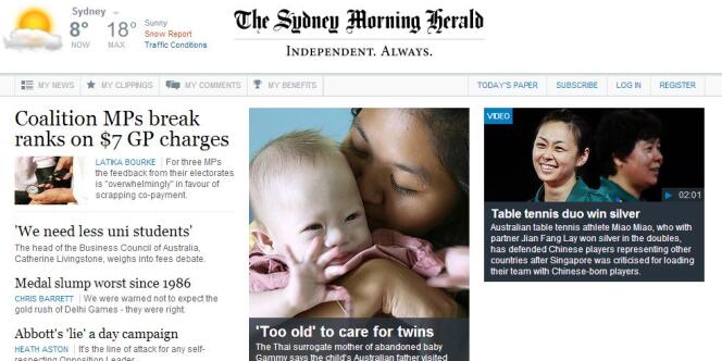Le site du « Sydney Morning Herald », le 3 août. 
