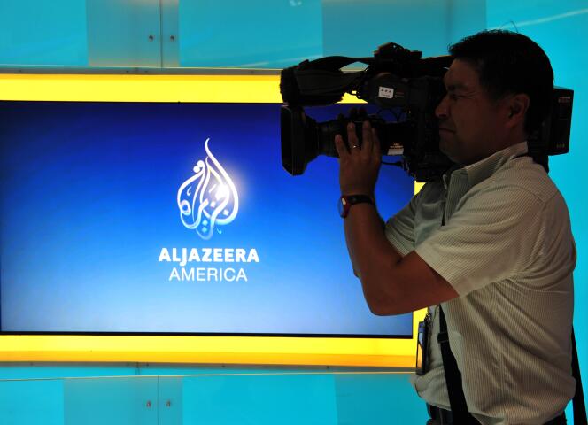 Dans les studios d'Al Jazeera America, à New York, en août 2013. 