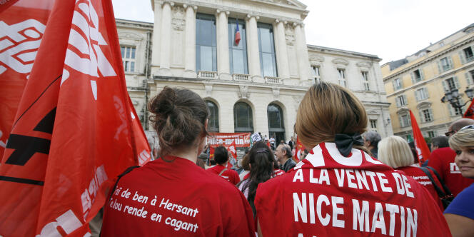 Manifestation des salariés de Nice-Matin, le 4 juin, à Nice.