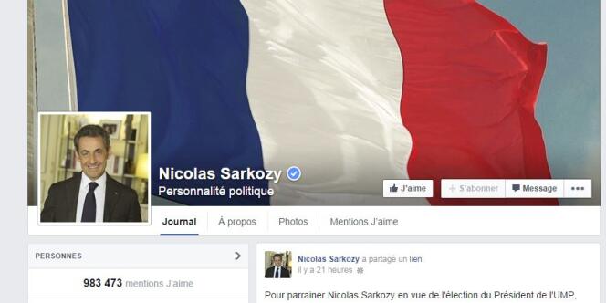 La page Facebook de Nicolas Sarkozy et se 983 473 