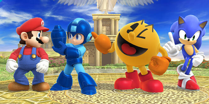 Mario, Megaman, Pac-Man et Sonic sont tous les quatre jouables dans Super Smash Bros. sur 3DS.
