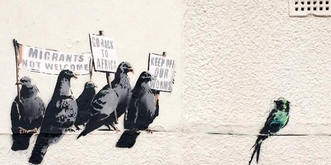 Ce graffiti de Banksy a été effacé, mercredi 1er octobre, par le service 