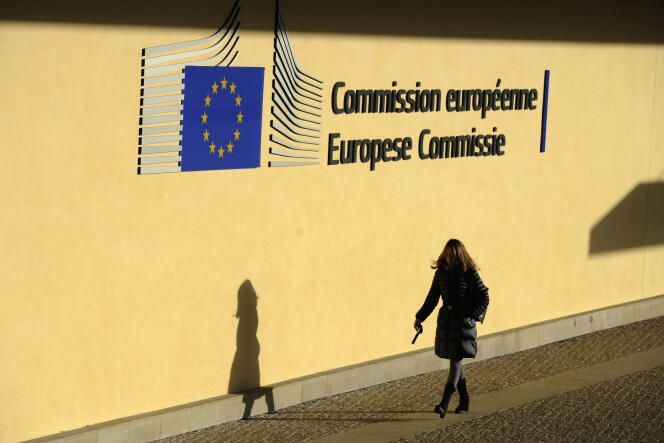 Devant le siège de la Commission européenne, à Bruxelles (2014).