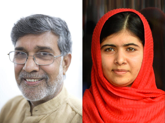 L'Indien Kailash Satyarthi et la Pakistanaise Malala Yousafzaï ont été choisis par le comité parmi une liste 278 candidats « pour leur combat contre l'oppression des enfants et des jeunes et pour le droit de tous les enfants à l'éducation », a déclaré le président du comité Nobel norvégien, Thorbjoern Jagland.