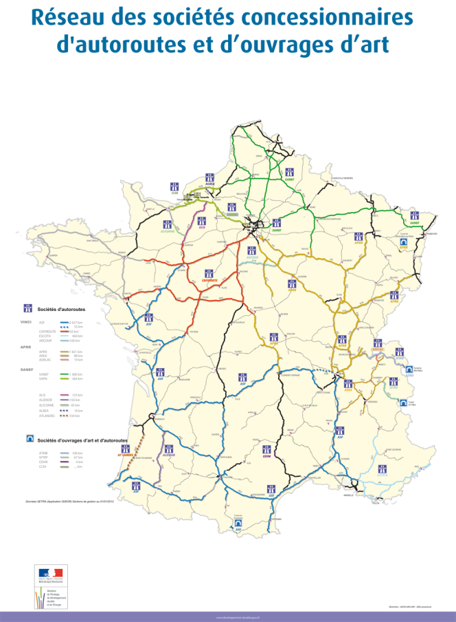 Le réseau autoroutier concédé en France