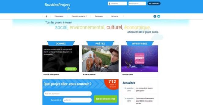 Tousnosprojets.fr, la plateforme en ligne de BPIFrance qui recense les projets à financer disséminés sur les différentes plateformes de crowdfunding.