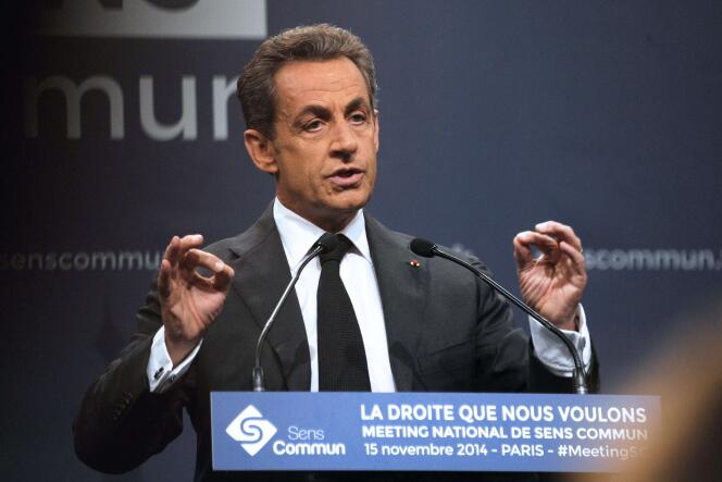 Nicolas Sarkozy lors du meeting du mouvement Sens Commun, le 15 novembre. 