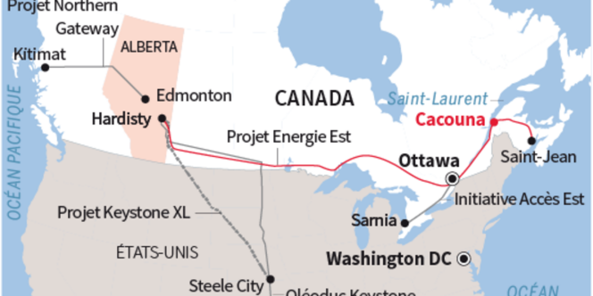 Le projet d'oléoduc de TransCanada devait traverser le Canada depuis l'Alberta vers l'embouchure du fleuve Saint-Laurent.