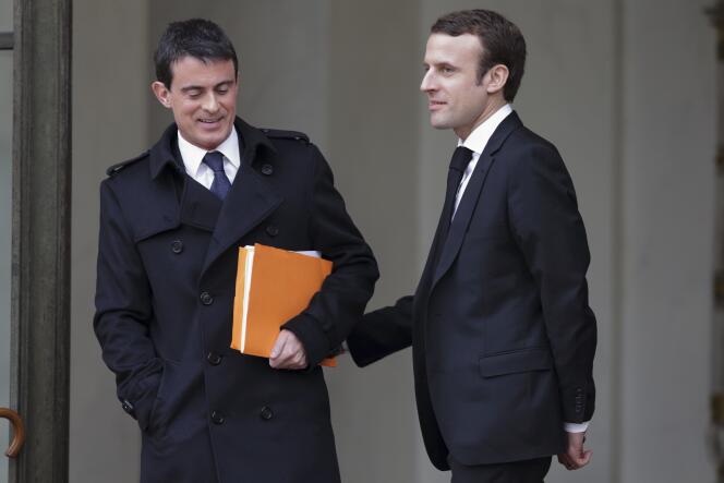 Le Premier ministre Manuel Valls et le ministre de l'Economie Emmanuel Macron à  l'Elysée, le 10 décembre 2014.