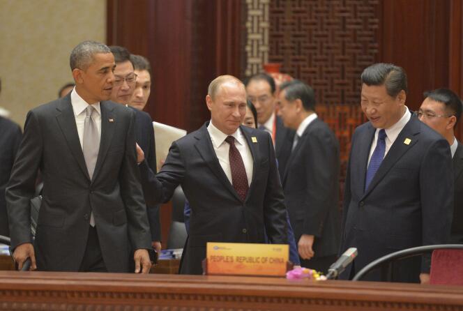 Barack Obama, Vladimir Poutine et Xi Jinping, en novembre 2014 à Pékin.