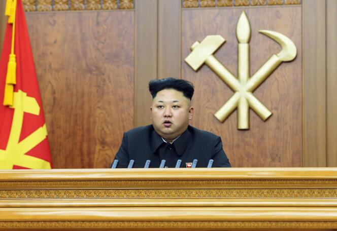 Le président nord-coréen, Kim Jong-un, pendant son allocution de Nouvel An, le 1er janvier, à Pyongyang