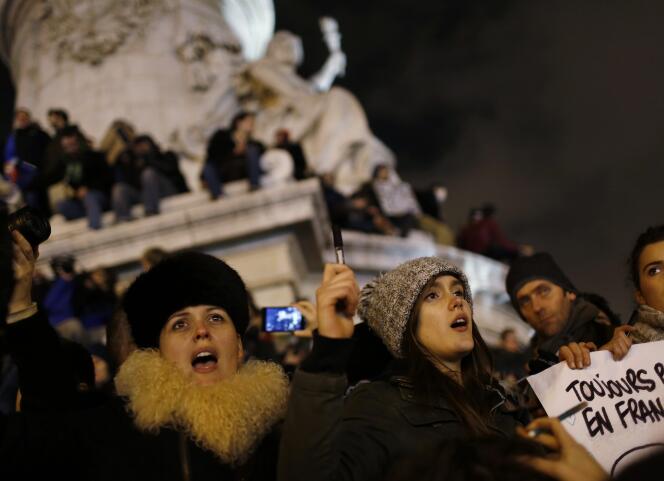 Place de la République à Paris, mercredi 7 janvier au soir.