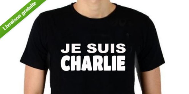 Sur eBay, on trouve des t-shirts, mugs, porte-clés et parapluies « Je suis Charlie ».