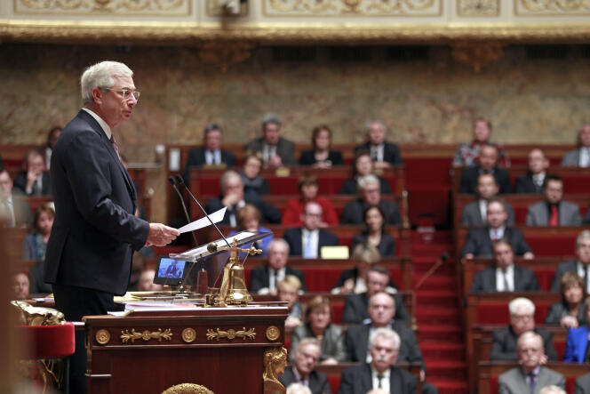 A l'Assemblée, avec le président, Claude Bartolone, en janvier 2015.