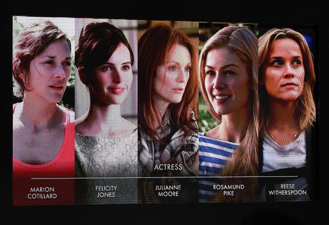 Les visages des actrices nommées aux Oscars dans la catégorie meilleure actrice, le 15 janvier 2015.
