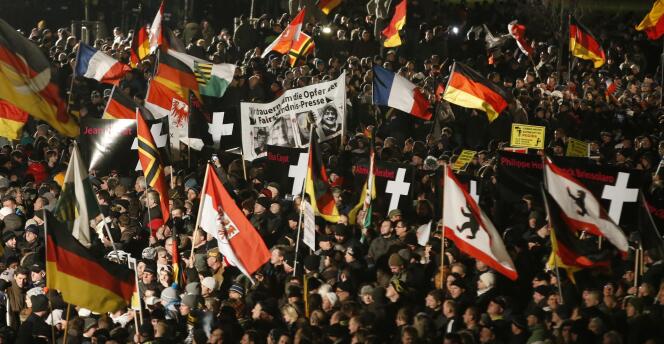 Rassemblement de Pegida à Dresde le 19 janvier.