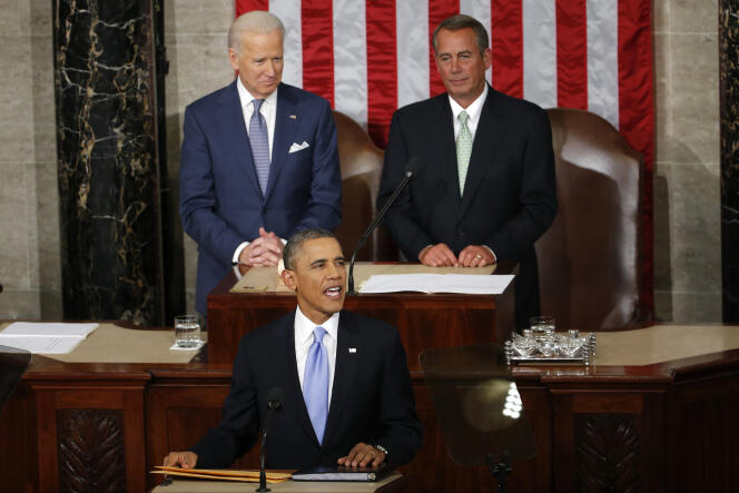 Le président Obama lors de son précédent discours sur l'état de l'Union, le 28 janvier 2014, à Washington.