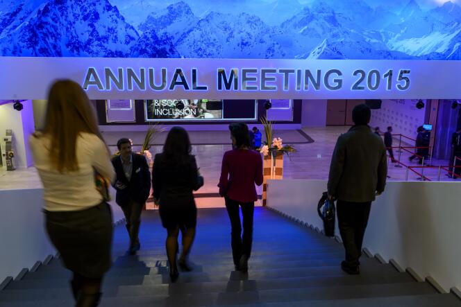 A Davos, le 20 janvier. Les patrons américains, boostés par la croissance apportée par les gaz et pétrole de schiste dans leur pays, sont 43 % à se montrer optimistes pour leur business, un chiffre en hausse de 10 points par rapport à 2014.