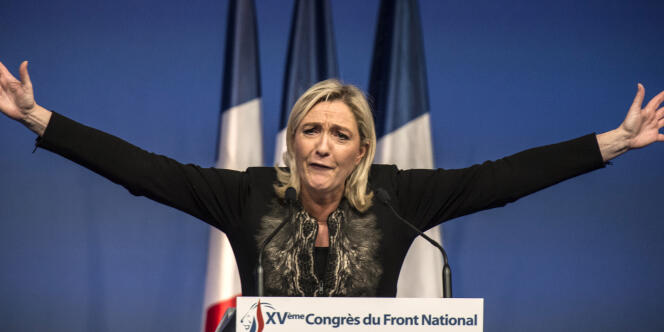 Marine Le Pen lors d'un congrès du Front national à Lyon en novembre 2014.