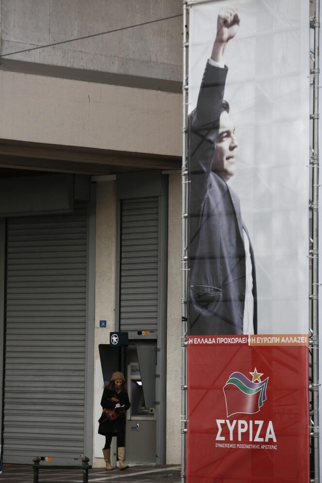 Une affiche de Syriza, à Athènes, le 17 janvier.