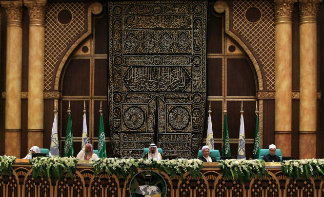 Le roi Abdallah Ben Abdel Aziz Al-Saoud préside l'ouverture de la Conférence islamique internationale de La Mecque, en 2008.