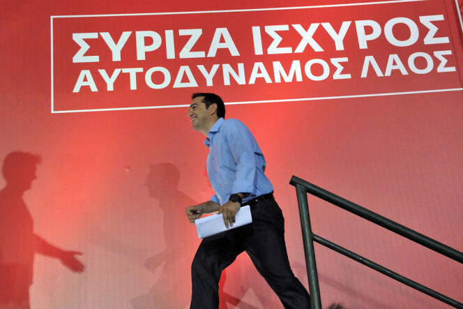 Alexis Tsipras, lors d'un meeting de Syriza, en septembre 2013 à Thessalonique.