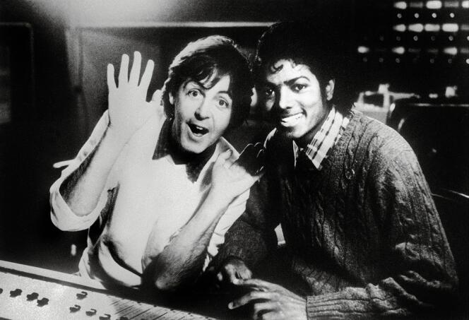 Paul McCartney et Michael Jackson en décembre 1983, lors de l'enregistrement de 