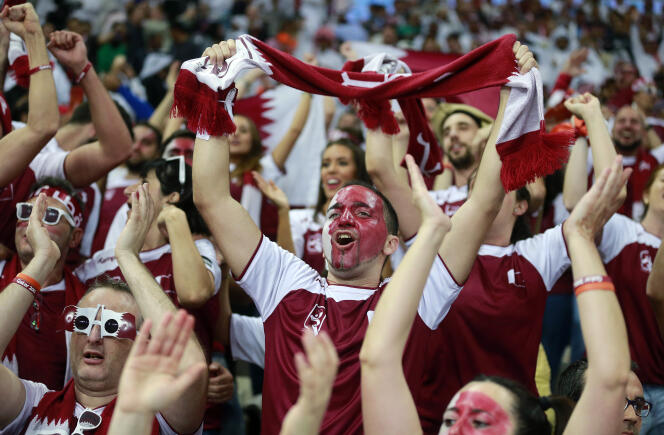 Des supporteurs du Qatar après la victoire de leur équipe contre l'Allemagne le 28 janvier.