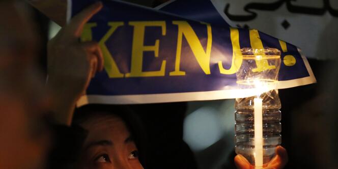 Lors d'une manifestation de soutien à Kenji Goto, à Tokyo.