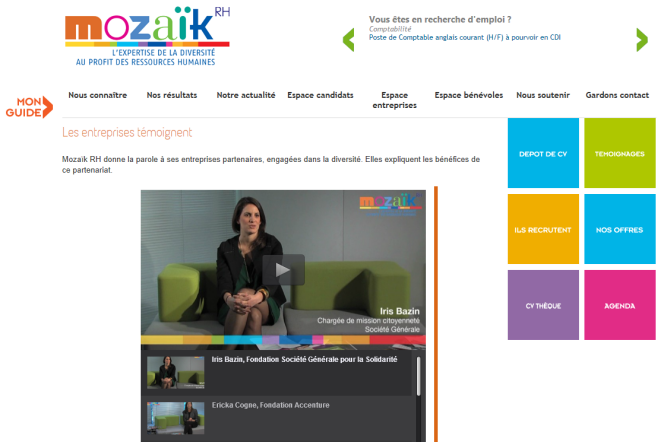 Page d'accueil du site Mozaïk RH (capture d'écran).