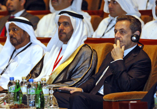 Nicolas Sarkozy lors du Global Financial markets forum organisé à Abou Dhabi en février 2013.