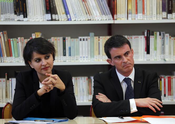Manuel Valls et Najat Vallaud-Belkacem, au lycée Victor-Hugo, à Marseile, le 10 février.