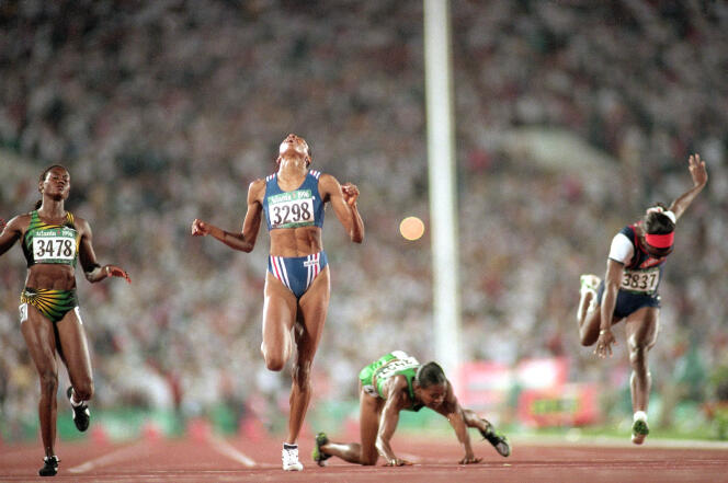 Marie-José Pérec, victorieuse du 400 m aux JO d'Atlanta, le 1er août 1996.