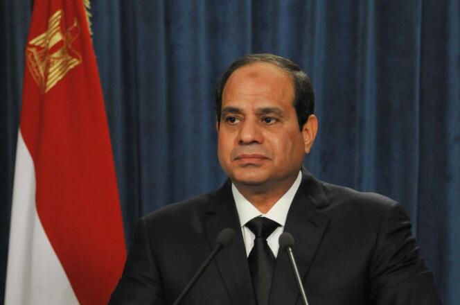 Le président égyptien Abdel Fattah Al-Sissi lors d'une conférence de presse, le 16 février.