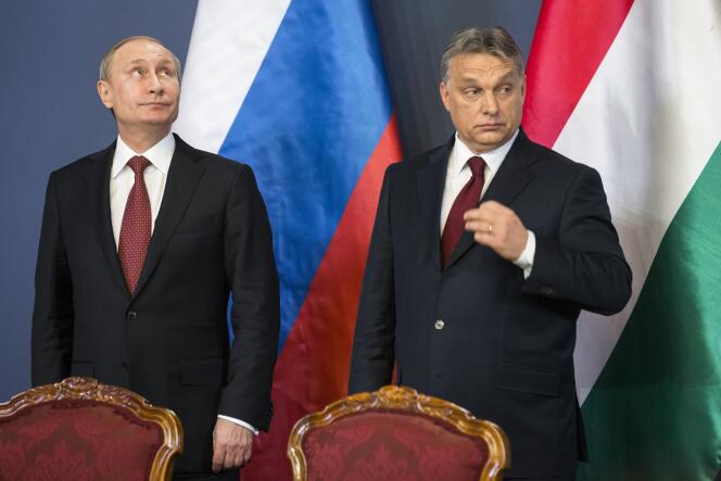 Le président russe, Vladimir Poutine, au côté du premier ministre hongrois, Viktor Orban, le 17 février à Budapest.