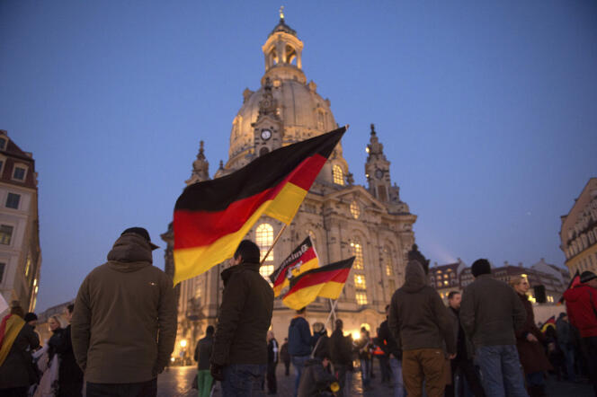 Une manifestation de Pegida à Dresde, le 16 février.