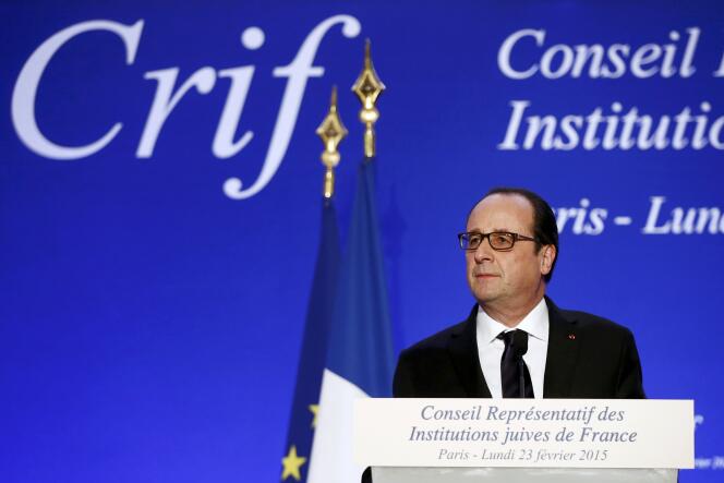 François Hollande lors du dîner du CRIF à Paris le 23 février.