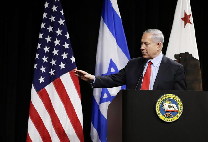 Benjamin Netanyahu, in 2014, in Mountain View (California).