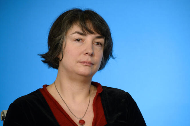Hortense Archambault lors d’une conférence de presse sur les intermittents du spectacle à Matignon, en janvier 2015.