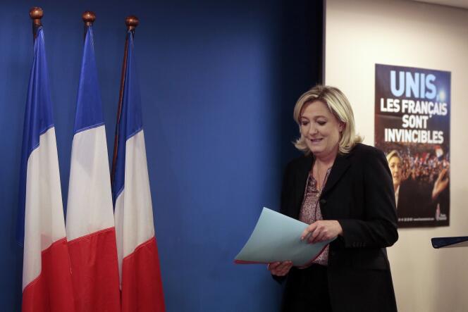 La présidente du Front national, à Nanterre, le 17 février.