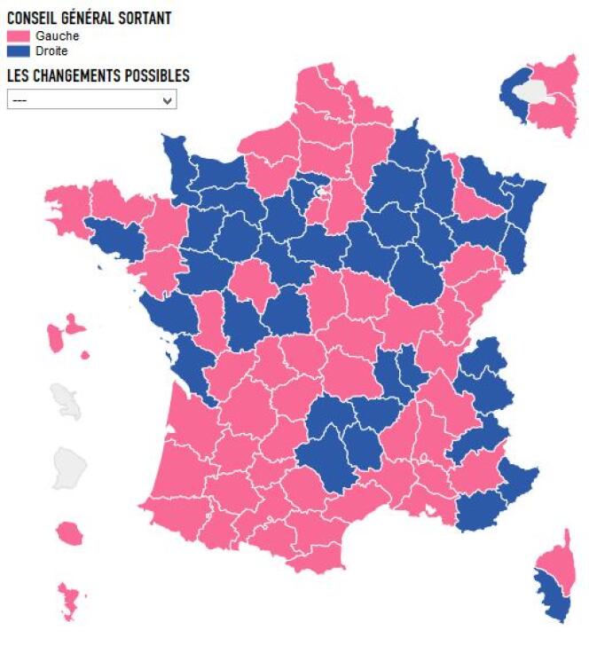 La carte des élections départementales.
