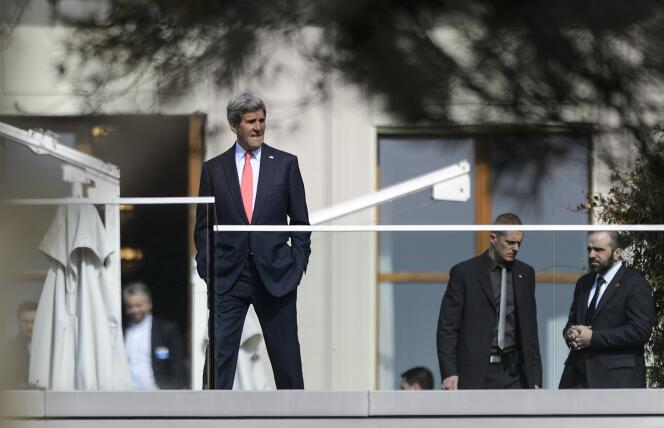 Le secrétaire d’Etat américain, John Kerry, à Lausanne, le lundi 16 mars.
