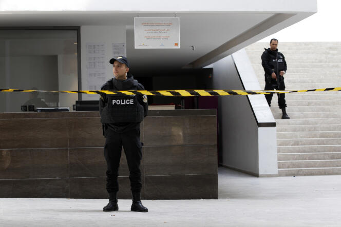 Police officers guard the interior of the Bardo on March 19, 2015, the day after the attack inside the museum in Tunis.