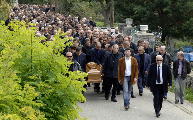 Obsèques de Jean-Jérôme Colonna, le 3 novembre 2006,à Pila-Canale (Corse-du-Sud).