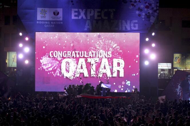 A Doha, en 2010, lors de la désignation du Qatar comme pays-hôte du Mondial 2022.